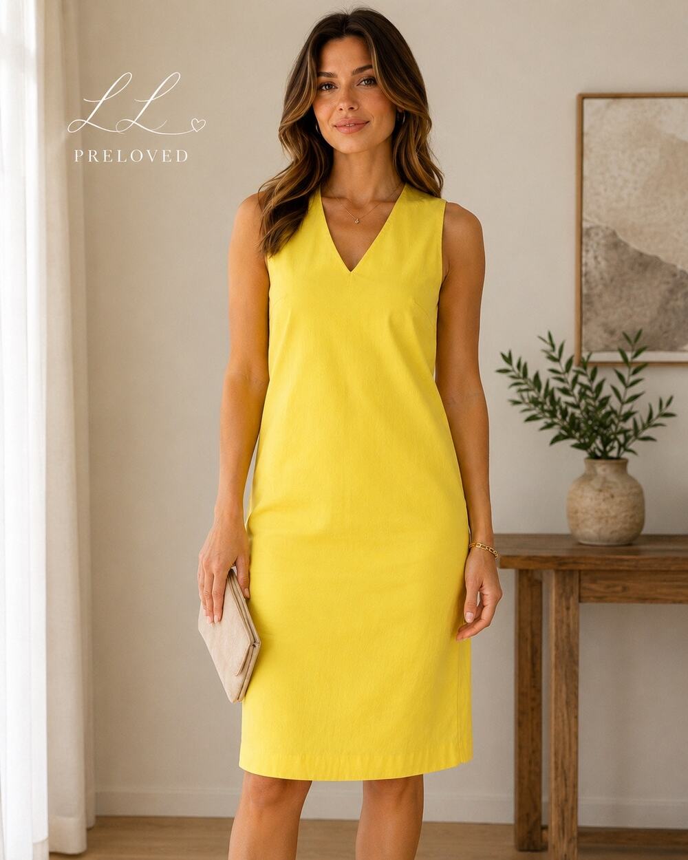 Fabiana Filippi Yellow Sleeveless Sheath Dress Cotton Italy Size 38